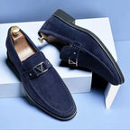 Adan - Men's Suede Slip-On Loafers with Metal Accent