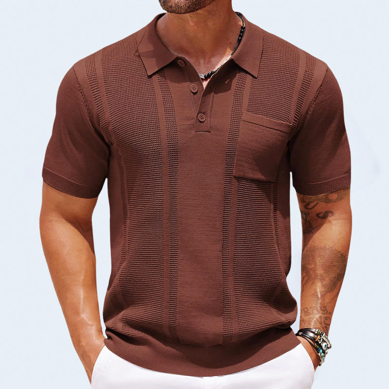 Aizen - Men's Vertical Knit Short Sleeve Polo