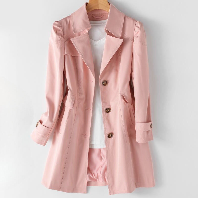 Amaris - Women's Button Front Trench Coat