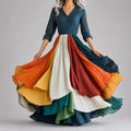 Amber - Women's V-Neck Flowy Maxi Dress