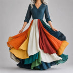 Amber - Women's V-Neck Flowy Maxi Dress