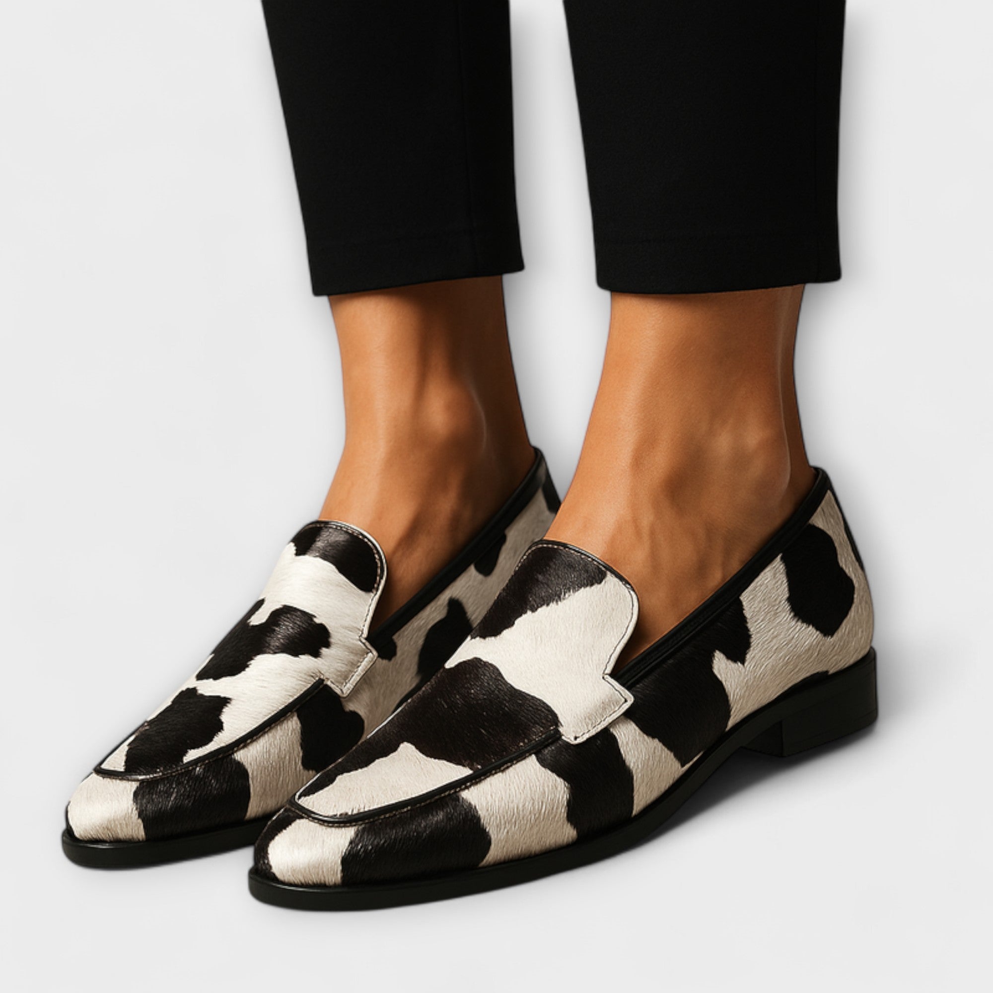 Amina - Women's Cow-Print Loafers