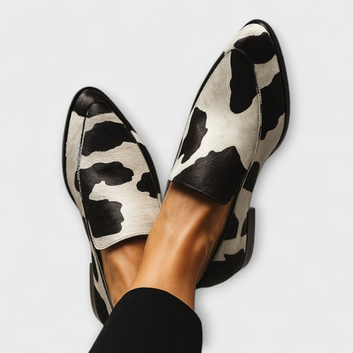 Amina - Women's Cow-Print Loafers