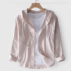 Amora - Women's Button-Front Hooded Shirt