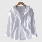Amora - Women's Button-Front Hooded Shirt