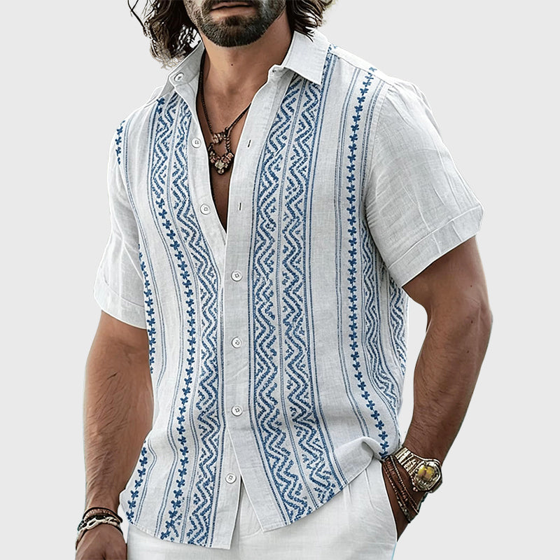 Andres - Men's Boho Linen Button-Up Shirt