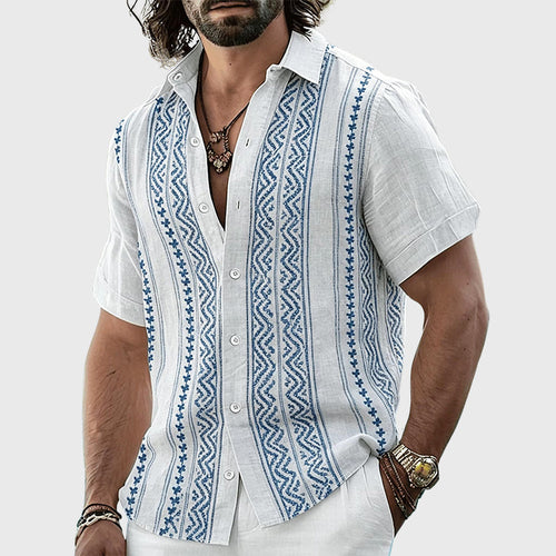 Andres - Men's Boho Linen Button-Up Shirt