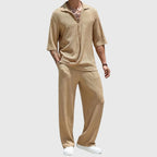 Andrew - Men's Crinkle Knit Half-Placket Shirt and Pants Set
