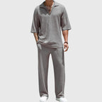 Andrew - Men's Crinkle Knit Half-Placket Shirt and Pants Set