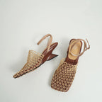 Arabella - Women's Woven Mesh Slingback Block Heel Mules