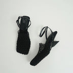 Arabella - Women's Woven Mesh Slingback Block Heel Mules