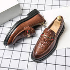 Arlotte - Men's Embossed Leather Horsebit Loafers
