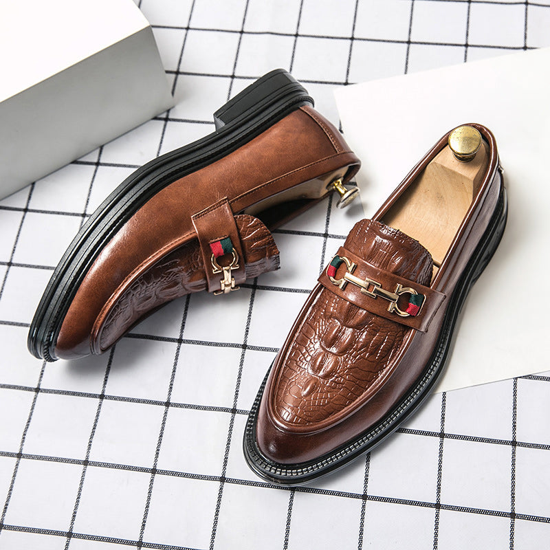 Arlotte - Men's Embossed Leather Horsebit Loafers
