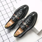 Arlotte - Men's Embossed Leather Horsebit Loafers
