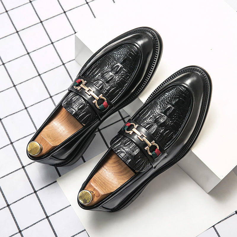 Arlotte - Men's Embossed Leather Horsebit Loafers