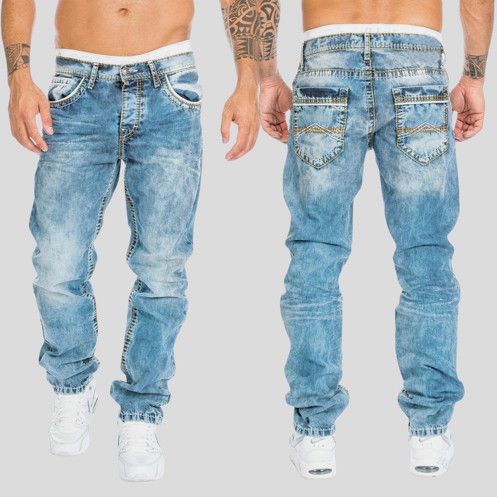 Arnold - Men's Faded Straight Leg Denim Pants