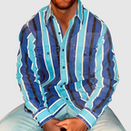 Arthur - Men's Striped Long Sleeve Button-Down Shirt