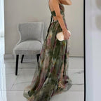 Aspen - Women's Rose Bloom Floral Evening Maxi Dress