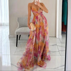 Aspen - Women's Rose Bloom Floral Evening Maxi Dress