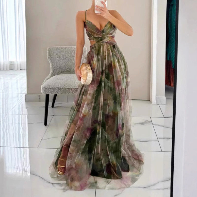 Aspen - Women's Rose Bloom Floral Evening Maxi Dress