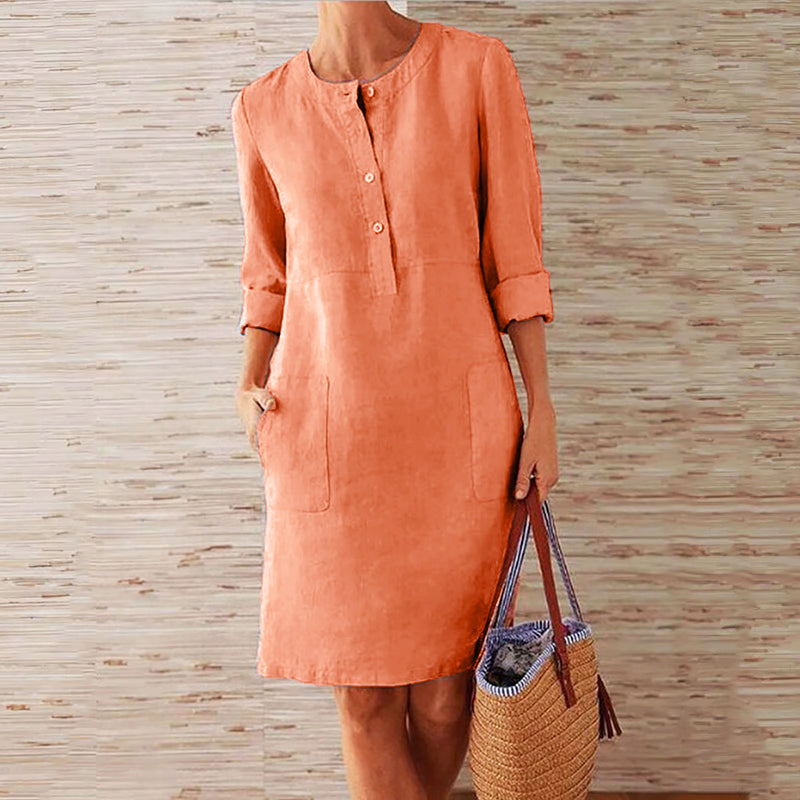 Audrey - Women's Button Front Tunic Dress
