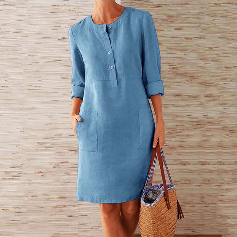 Audrey - Women's Button Front Tunic Dress