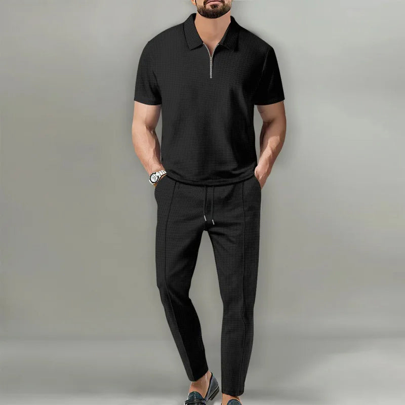 Aurelian - Men's Textured Polo and Pants Set