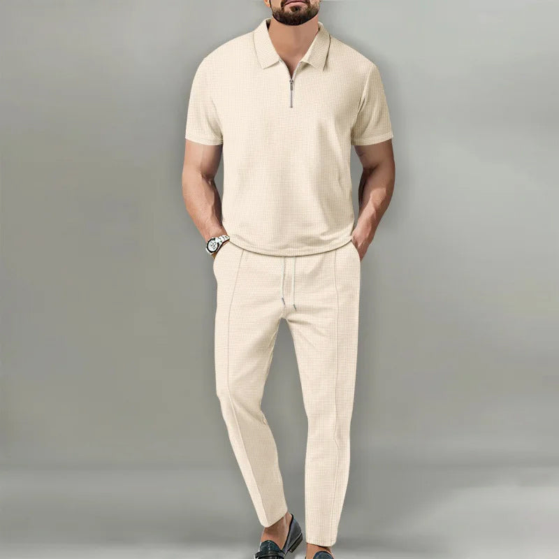 Aurelian - Men's Textured Polo and Pants Set