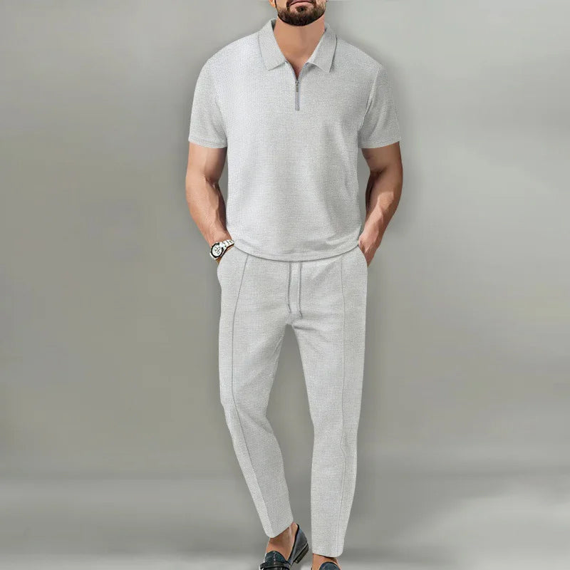 Aurelian - Men's Textured Polo and Pants Set