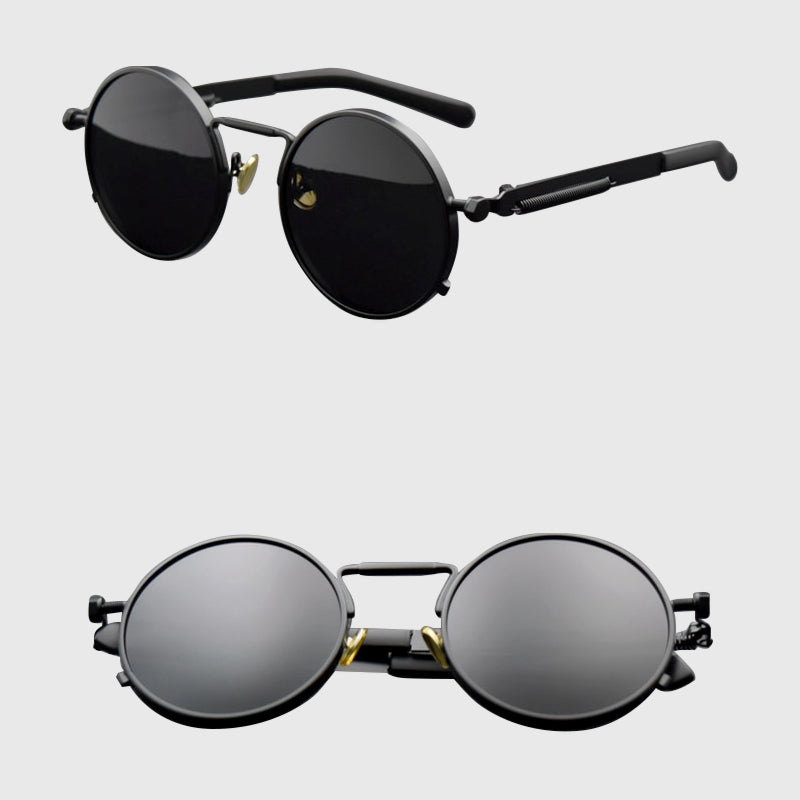 Barcelona - Round Steampunk Flip-Up Sunglasses