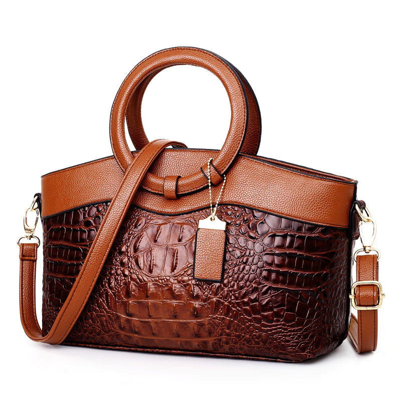 Bellarose - Women's Croc Embossed Top Handle Bag