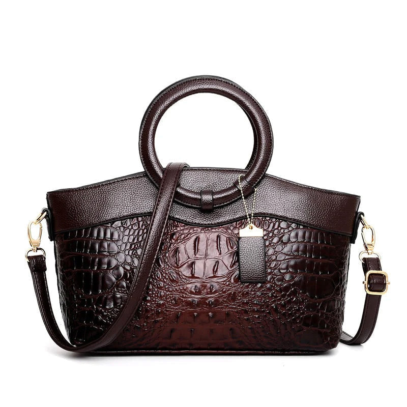 Bellarose - Women's Croc Embossed Top Handle Bag