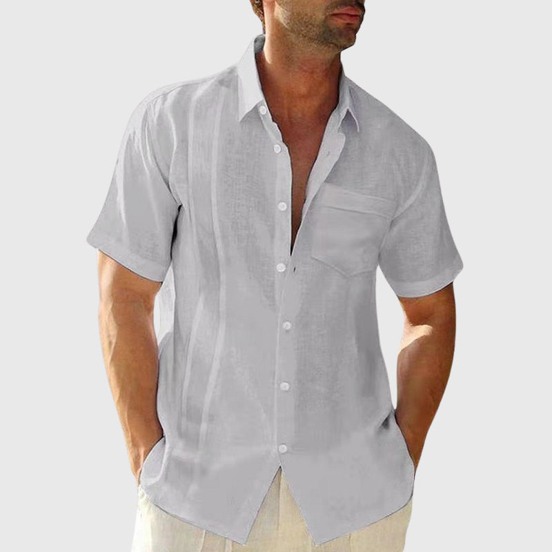 Berto - Men's Linen Short Sleeve Casual Shirt