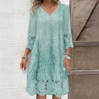Blythe - Women's Button Detail Lace Trim Dress