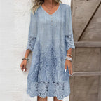 Blythe - Women's Button Detail Lace Trim Dress