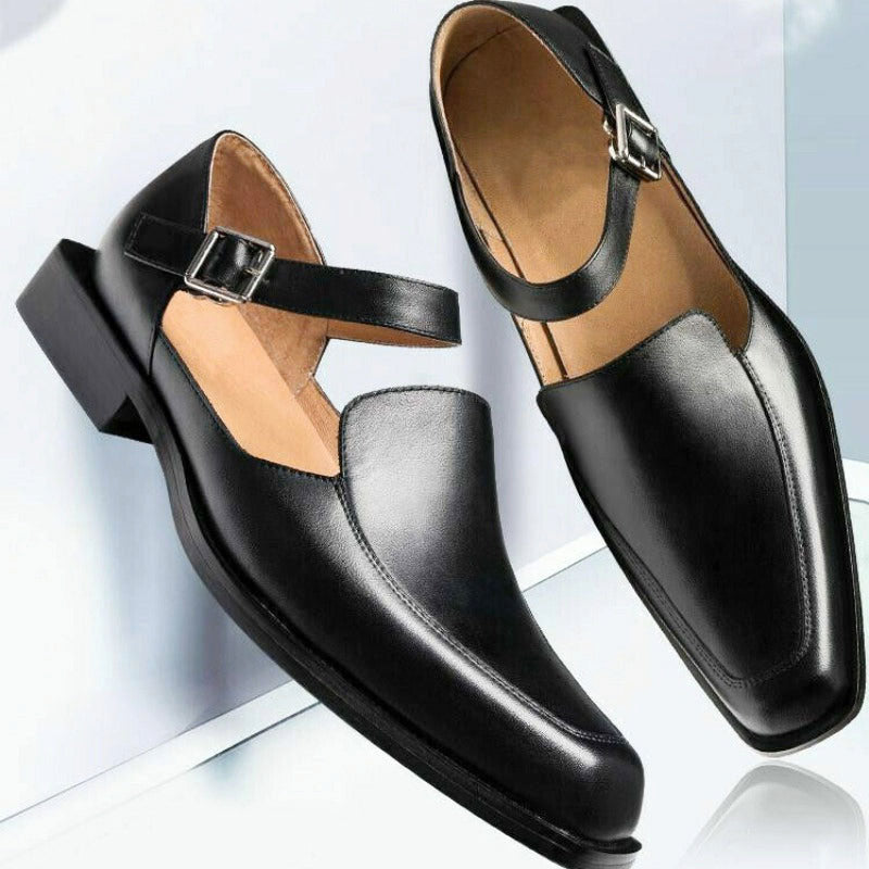 Brice - Men's Buckle Strap Square Toe Shoes