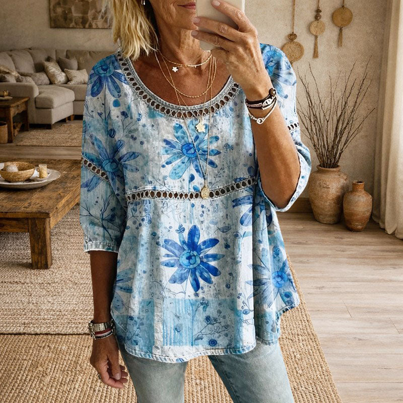 Brynn - Women's Relaxed Fit Floral Print Blouse