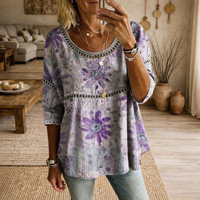 Brynn - Women's Relaxed Fit Floral Print Blouse
