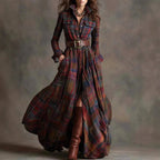 Calista - Women's Plaid Maxi Shirt Dress