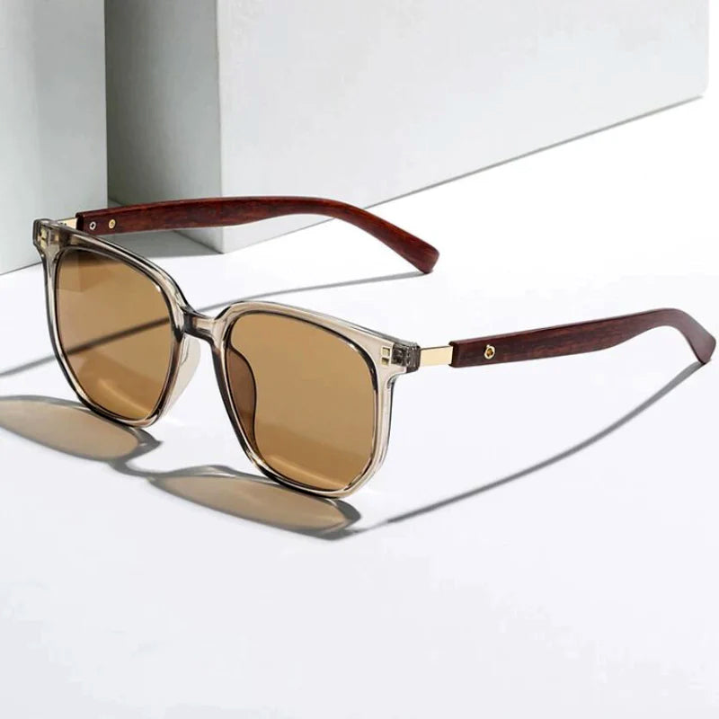 Capri - Square Frame Wood Temple Sunglasses