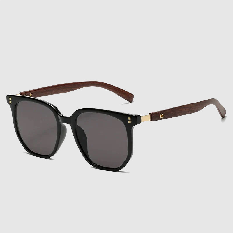 Capri - Square Frame Wood Temple Sunglasses