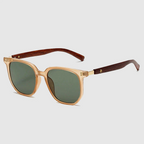 Capri - Square Frame Wood Temple Sunglasses