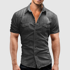 Carson - Men's Button-Down Short Sleeve Denim Shirt