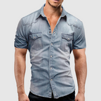 Carson - Men's Button-Down Short Sleeve Denim Shirt