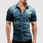 Carson - Men's Button-Down Short Sleeve Denim Shirt