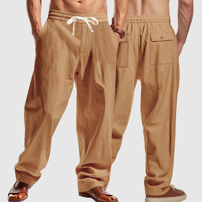 Carlo - Men's Relaxed Fit Cotton Straight Leg Pants 4