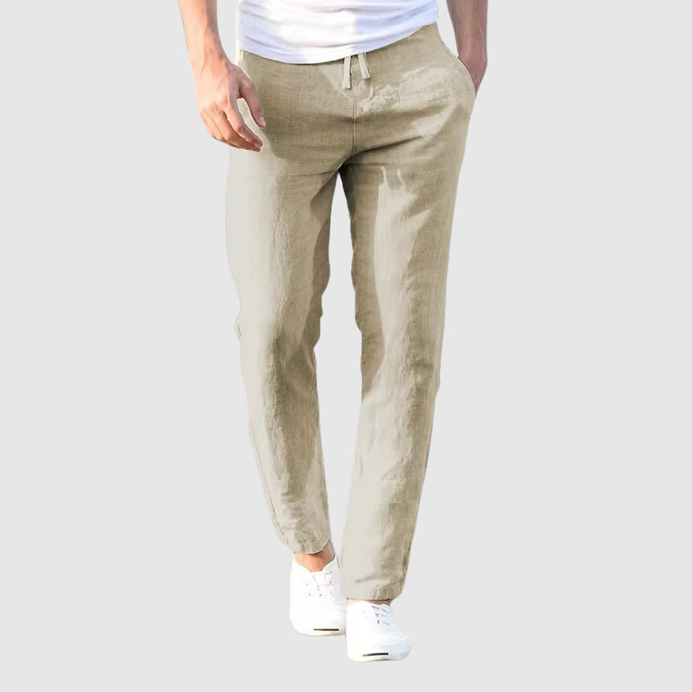 Cole - Men's Straight Leg Drawstring Linen Pants
