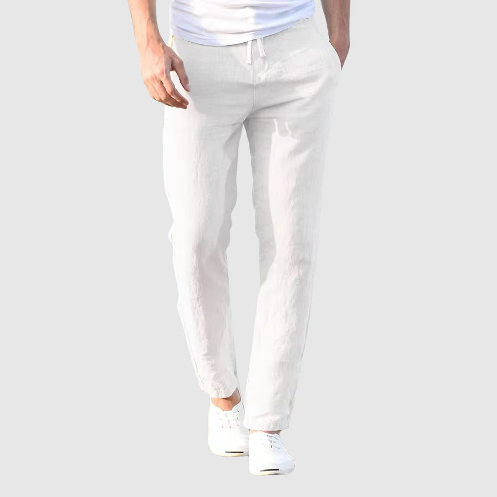 Cole - Men's Straight Leg Drawstring Linen Pants
