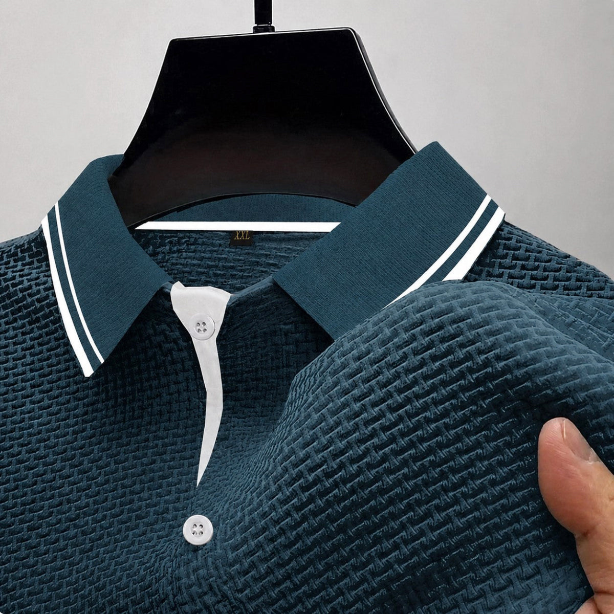Daniel - Men's Contrast Trim Waffle Knit Polo Shirt