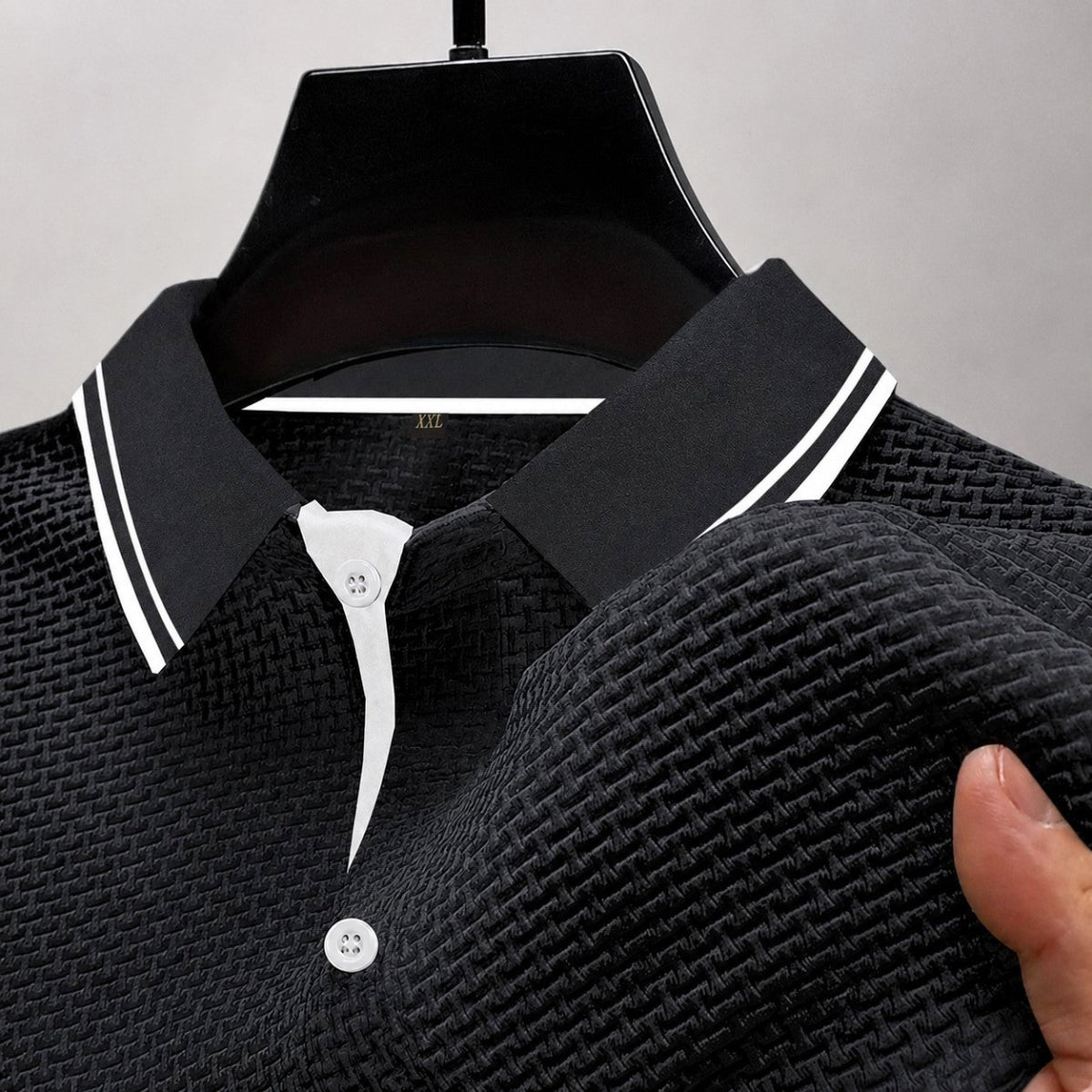 Daniel - Men's Contrast Trim Waffle Knit Polo Shirt